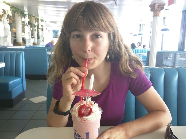 Holly enjoying her shake